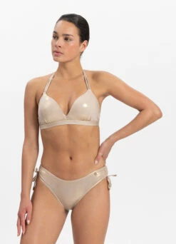 BEACHLIFE Gold Champagne Halter Bikinitop