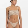 BEACHLIFE Gold Champagne Puffy Bikinitop