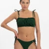 BEACHLIFE Green Embroidery Puffy Bikinitop