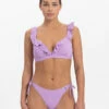 BEACHLIFE Purple Swirl Ruffle Bikinitop
