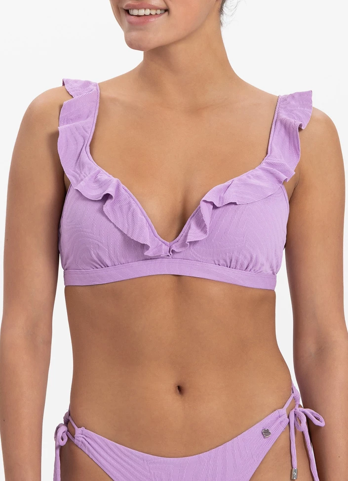 BEACHLIFE Purple Swirl Ruffle Bikinitop 2 BEACHLIFE Purple Swirl Ruffle Bikinitop - Afbeelding 2