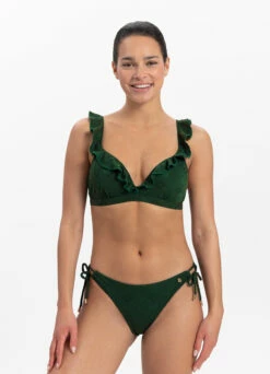 BEACHLIFE Green Embroidery Ruffle Bikinitop