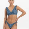 BEACHLIFE Denim Ruches Bikinitop