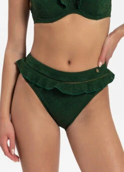 BEACHLIFE Green Embroidery High-waist Bikinibroekje