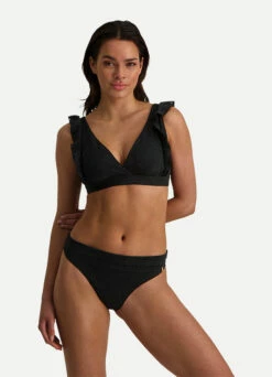 BEACHLIFE Black Embroidery Ruches Bikinitop