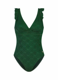 BEACHLIFE Green Embroidery Ruches Badpak -Beachlife Verkoopwinkel 301 717 front