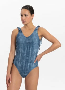BEACHLIFE Denim Ruffle Badpak