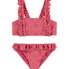 BEACHLIFE Pink Embroidery Meisjes Ruffle Bikiniset