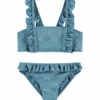 BEACHLIFE Blue Embroidery Meisjes Ruffle Bikiniset