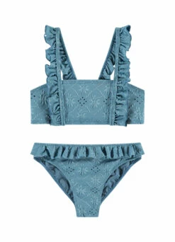 BEACHLIFE Blue Embroidery Meisjes Ruffle Bikiniset