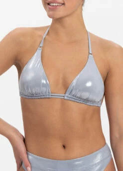 BEACHLIFE Metallic Silver Triangel Bikinitop -Beachlife Verkoopwinkel monica top zilver uitsnede